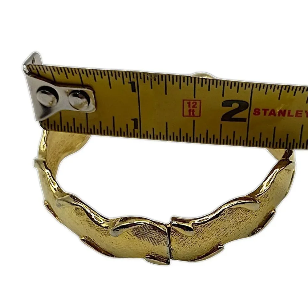Vintage Clamper Bracelet Bangle Cuff Wave Crown Design Gold Tone Baroque Regency